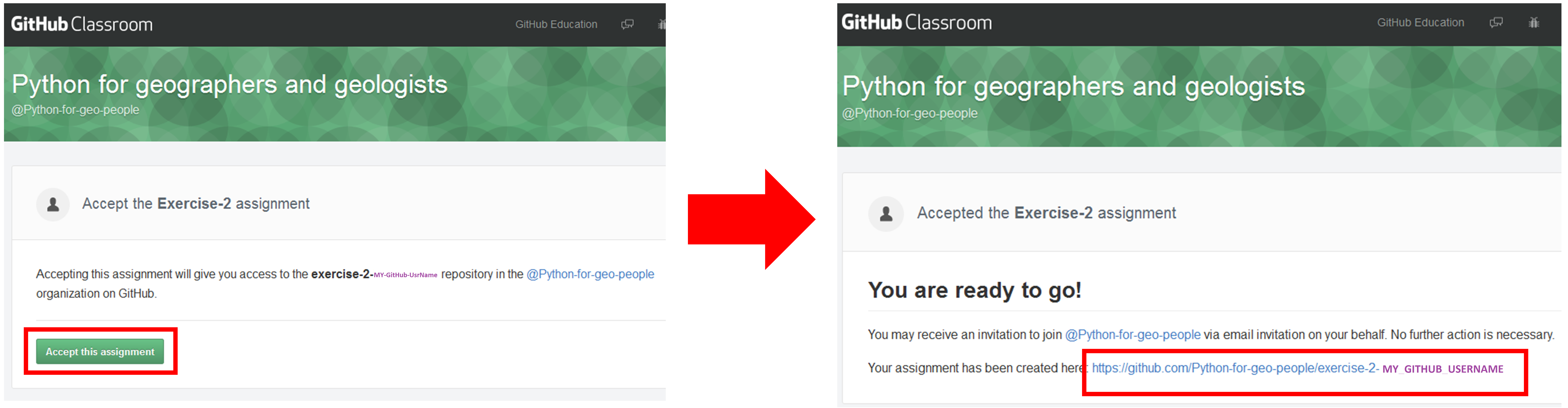 Accept GitHub classroom invitation