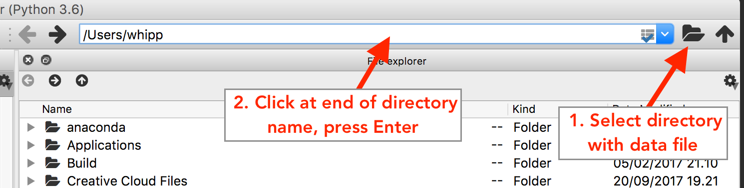 Selecting a working directory in Spyder